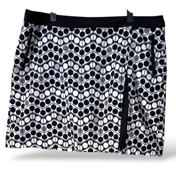 N.VO x LANCTÔT Black & White Golf Skort Multi Pocket Front Slit Side Zip Sz 16 - Picture 1 of 9